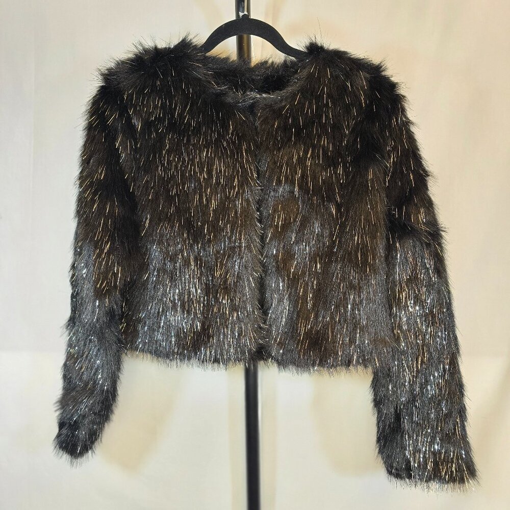 Black Glam Faux Fur Jacket